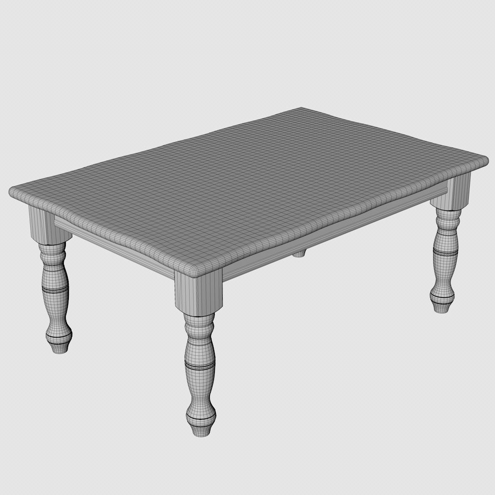Dining Table Furniture Wood Finish 3D model_6