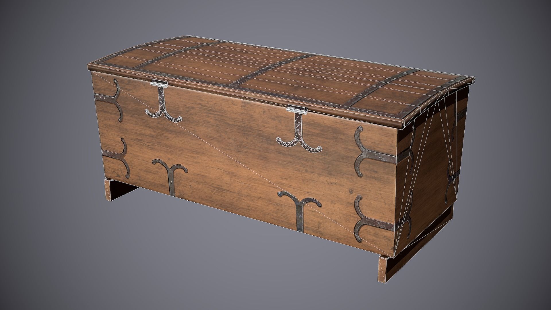 Chest Medieval 2 Low-poly 3D model_9