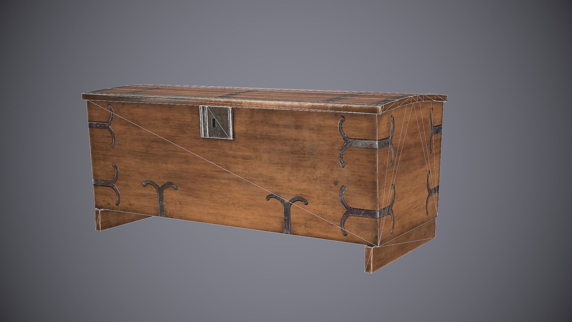 Chest Medieval 2 Low-poly 3D model_5