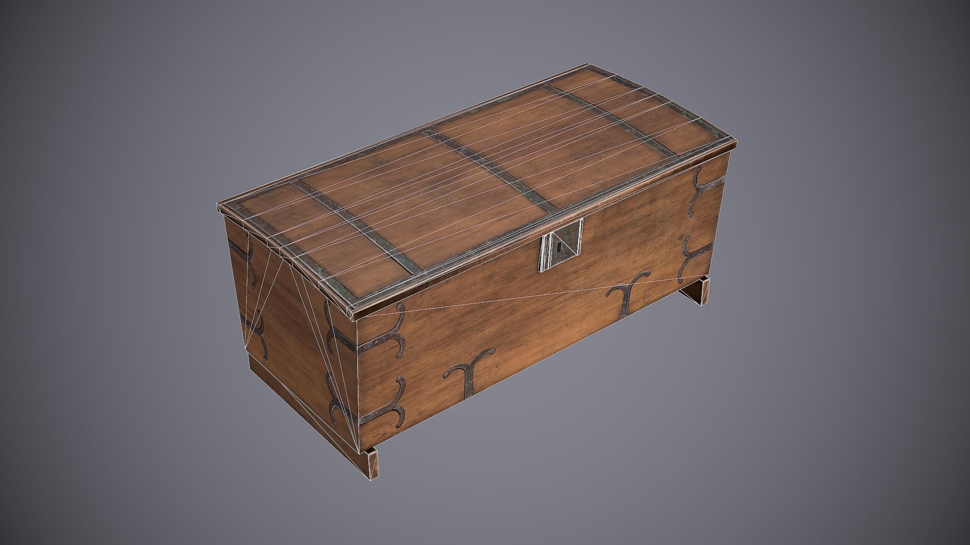 Chest Medieval 2 Low-poly 3D model_1