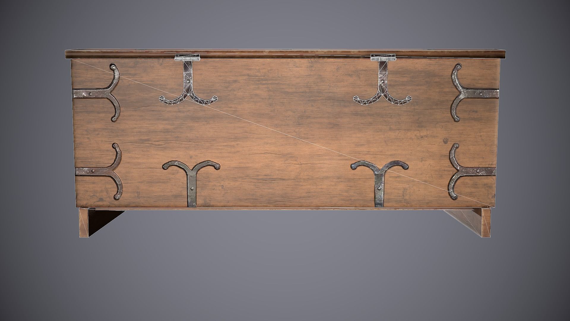 Chest Medieval 2 Low-poly 3D model_11