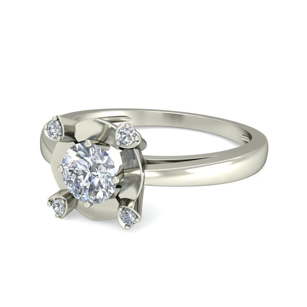 Women solitaire ring 3dm stl render detail 3D print model 3D print model_4