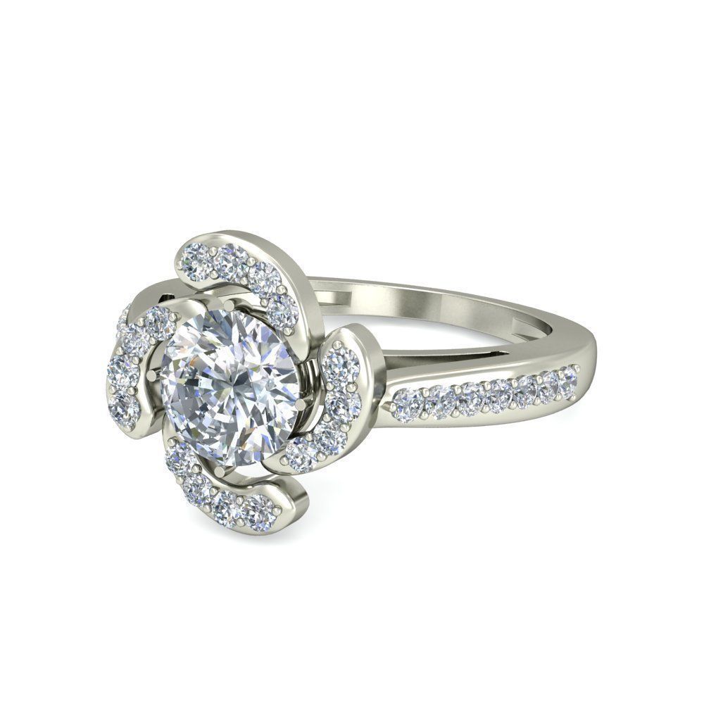 Women solitaire ring 3dm stl render detail 3D print model 3D print model_4