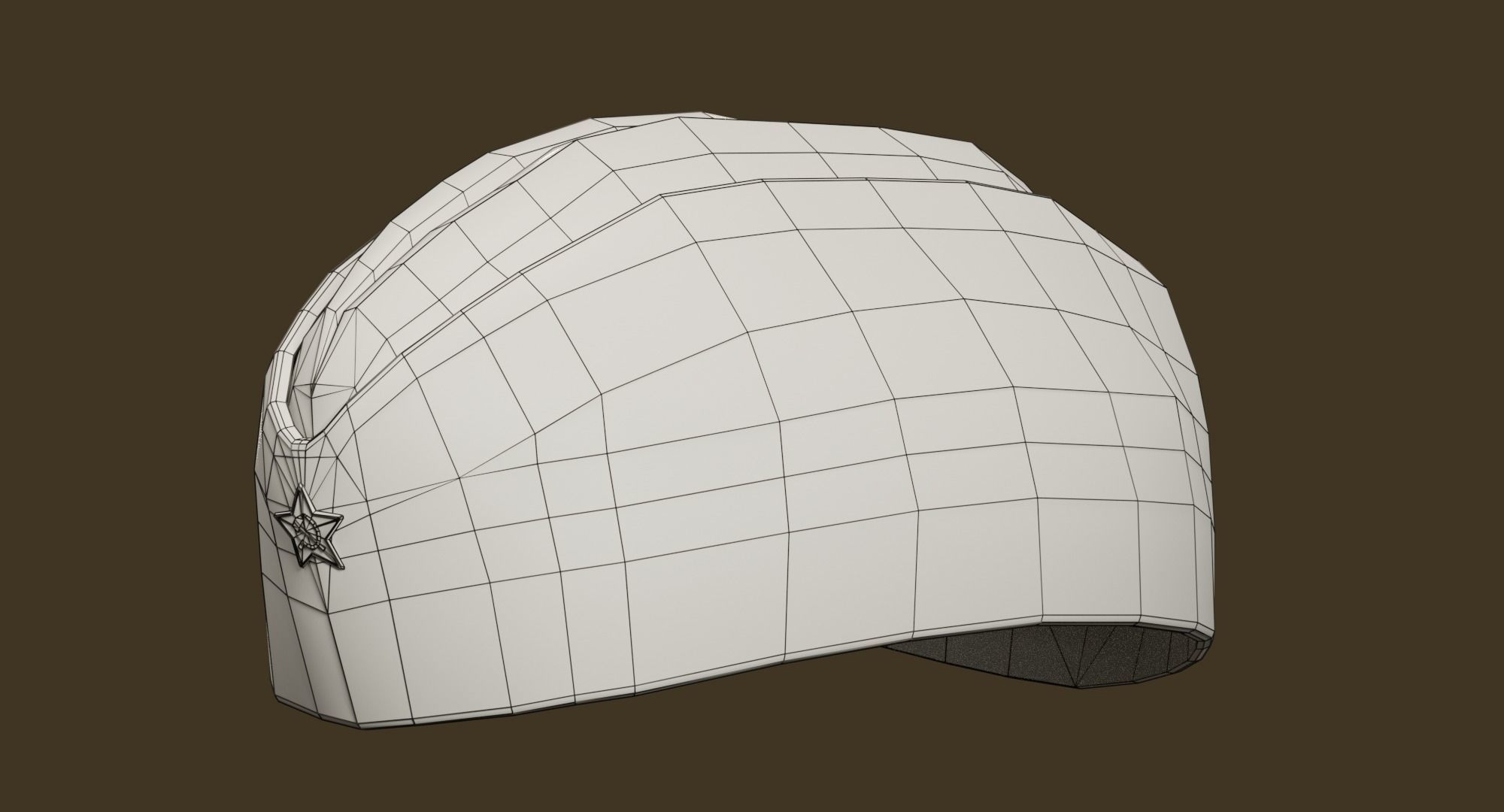 Military Soviet Soldier side cap of Infantry Low-poly 3D model_5