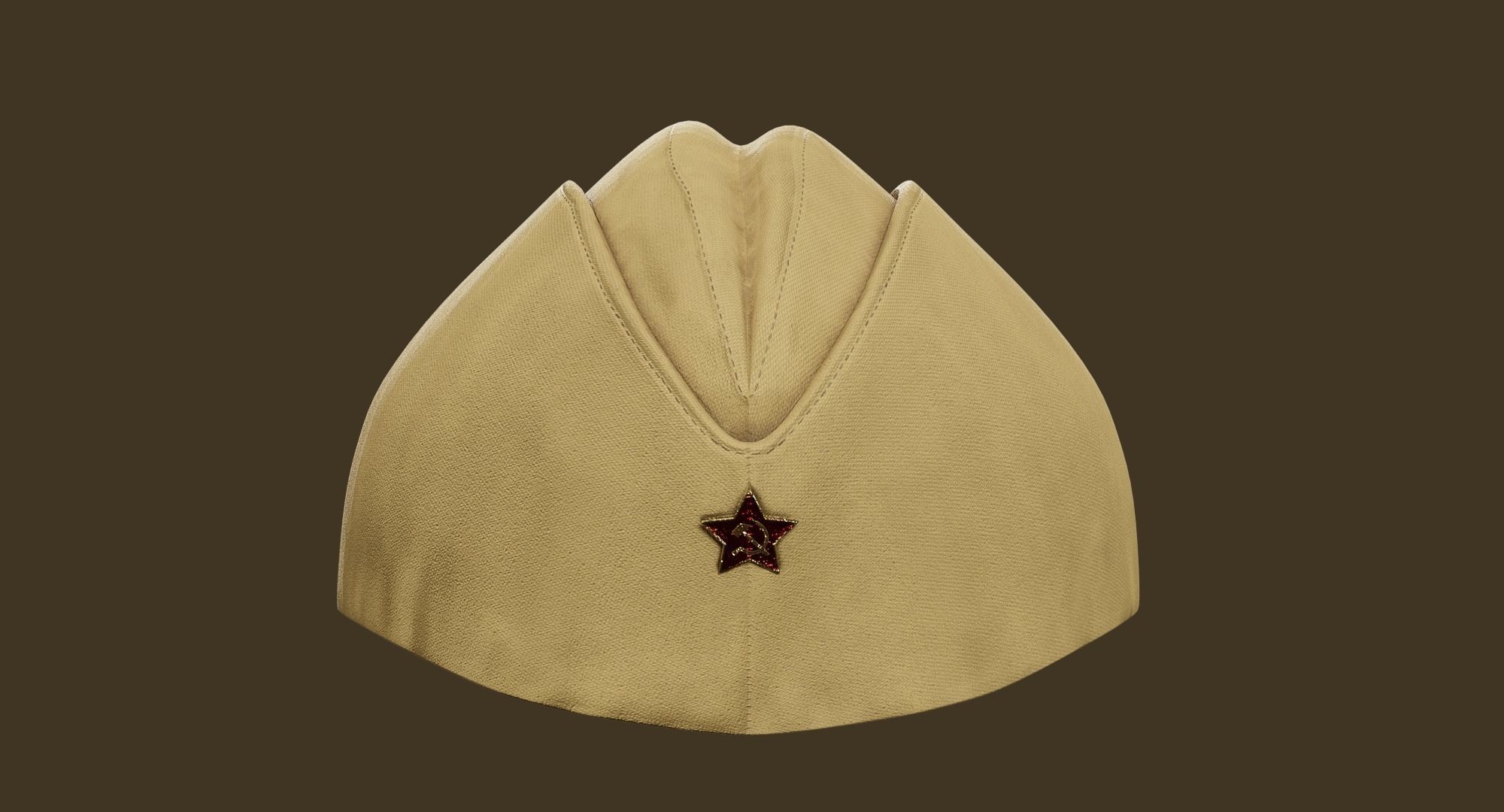 Military Soviet Soldier side cap of Infantry Low-poly 3D model_1