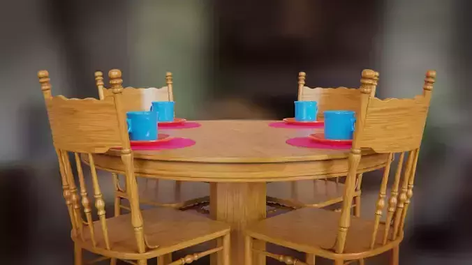 wooden dining table and chair