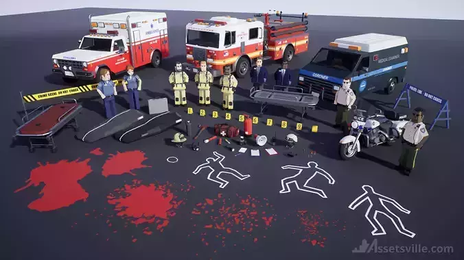 Assetsville 911 First Responders Low-poly 3D model