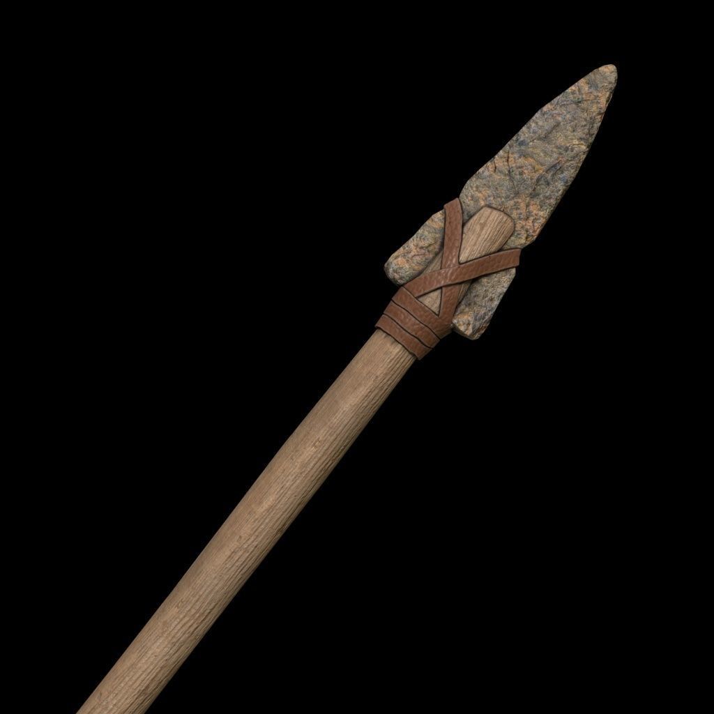 Old stone spear Low-poly 3D model_0
