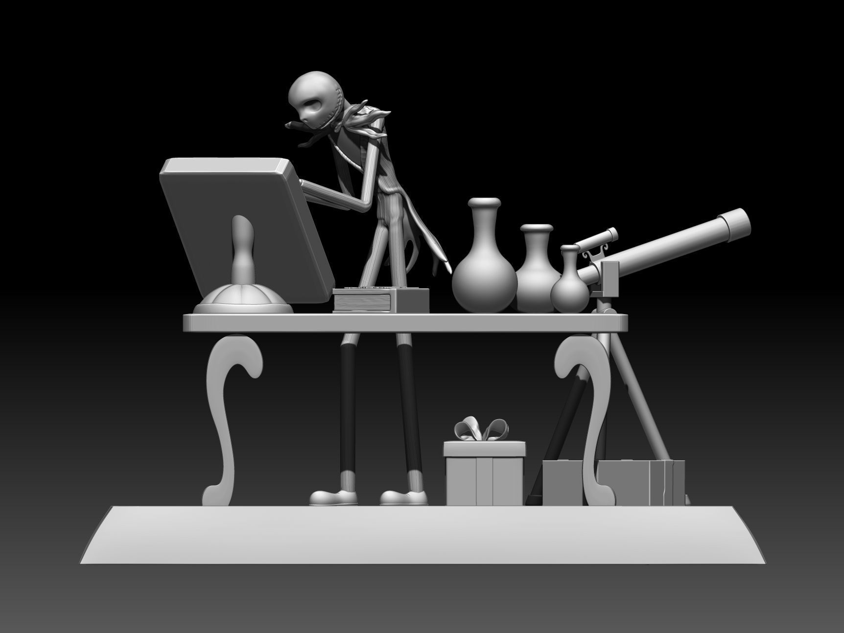 JackSkeleton skeleton working at table 3D print model_3