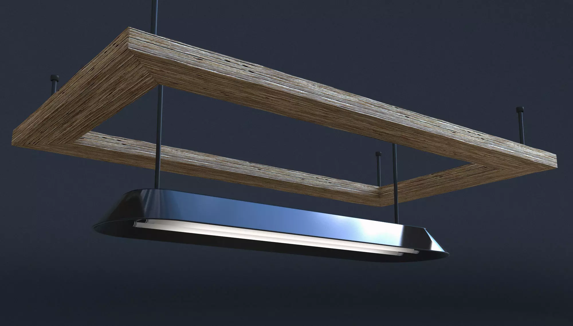 Light wooden pendant hanging from ceiling 3D model