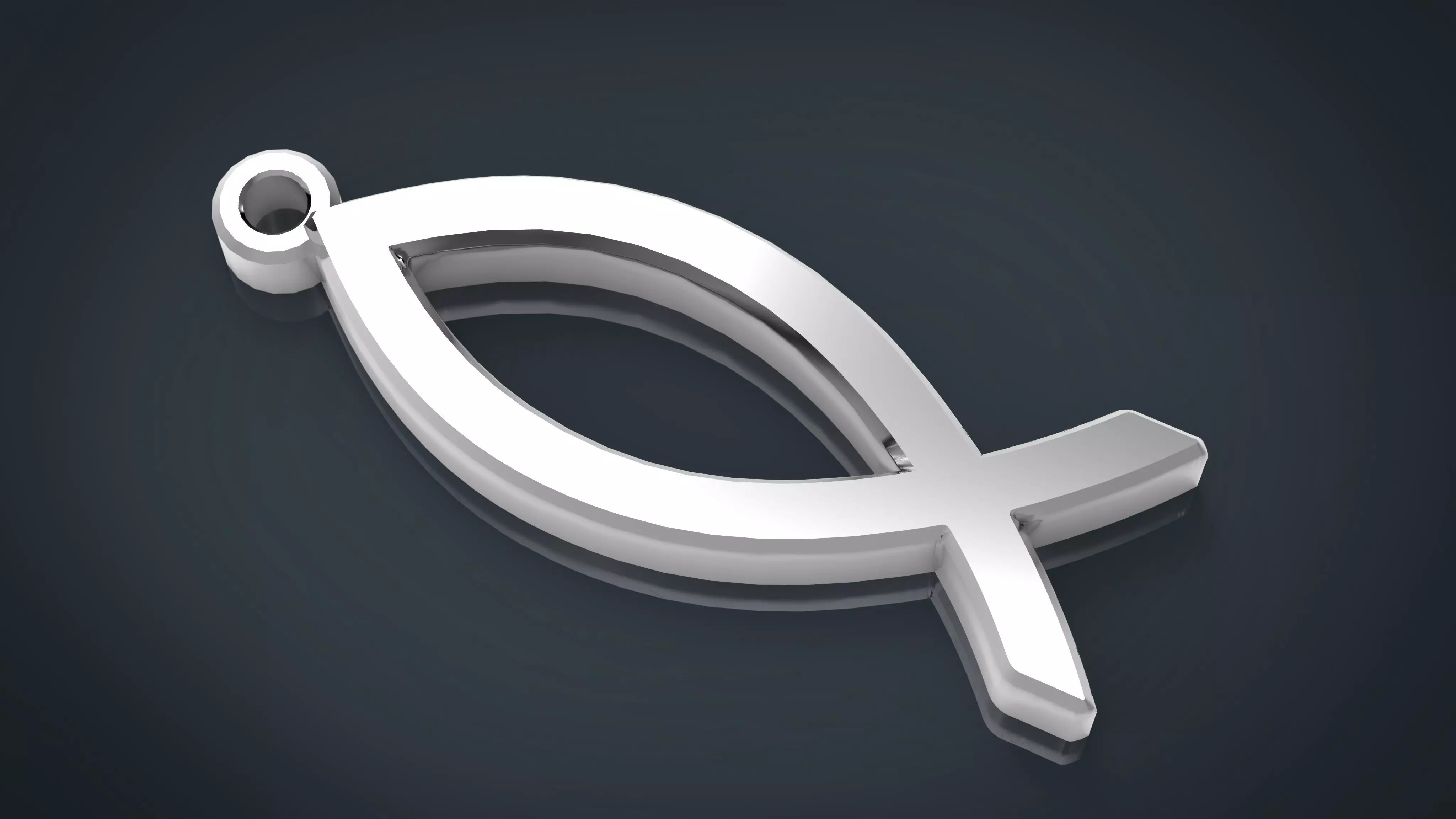 Ichthus fish Simple Necklace 3D print model_0