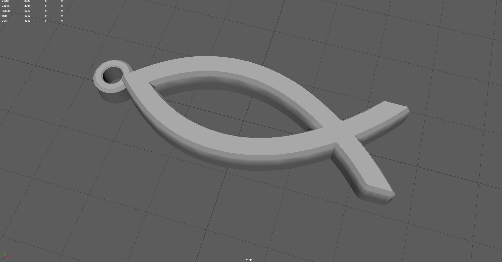 Ichthus fish Simple Necklace 3D print model_1