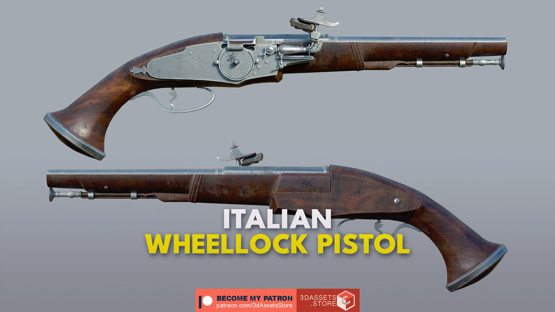 Weapon - Flintlock Wheellock Pistol Pack Bundle 3D Model Collection_4