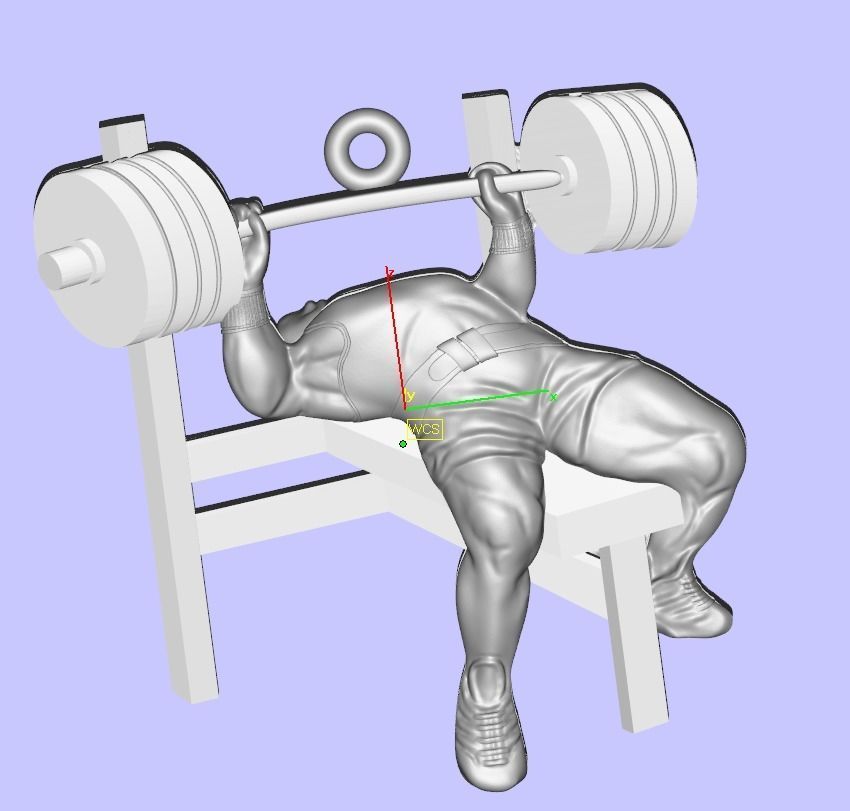Bench press GYM athlete pendant 3D print model_2