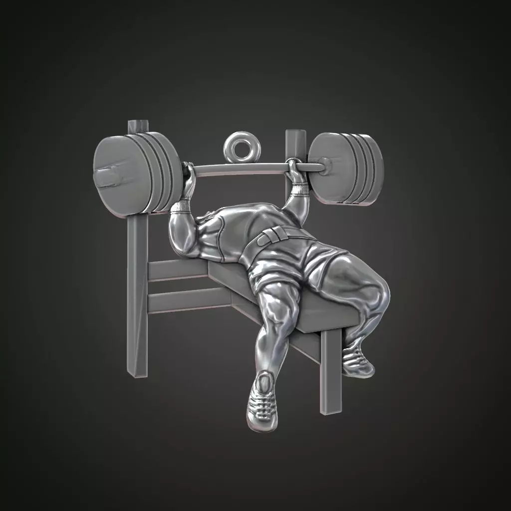 Bench press GYM athlete pendant 3D print model_0