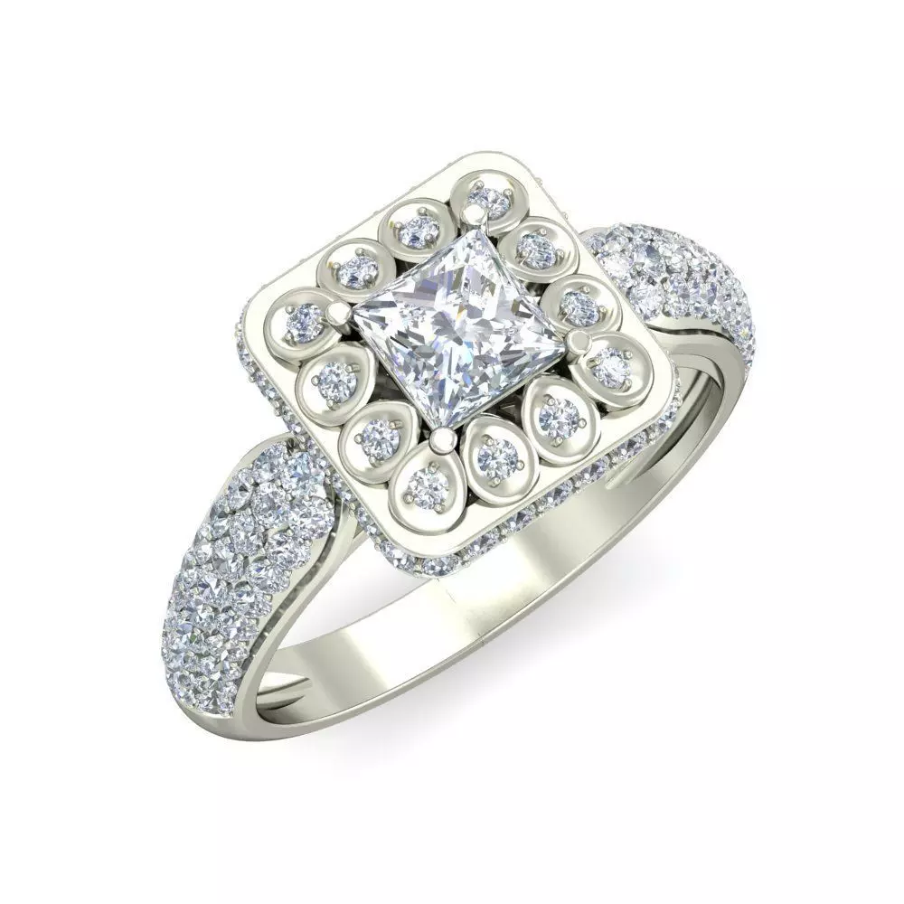 Women solitaire ring 3dm stl render detail 3D print model 3D print model_0