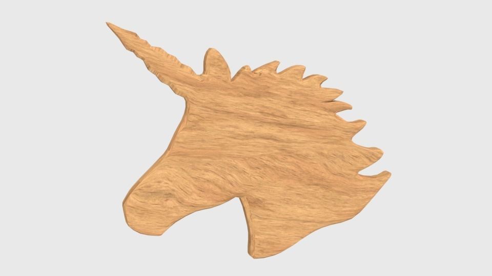 Low Poly Unicorn Wooden Head Silhouette Decorative Object Low-poly 3D model_1