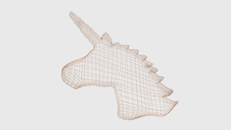 Low Poly Unicorn Wooden Head Silhouette Decorative Object Low-poly 3D model_10