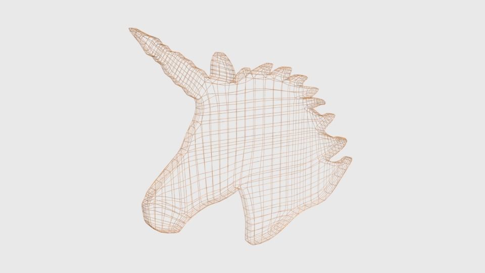 Low Poly Unicorn Wooden Head Silhouette Decorative Object Low-poly 3D model_8