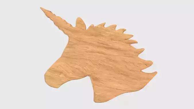 Low Poly Unicorn Wooden Head Silhouette Decorative Object