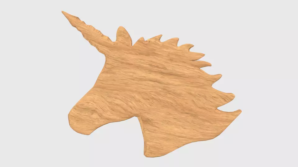 Low Poly Unicorn Wooden Head Silhouette Decorative Object Low-poly 3D model_0