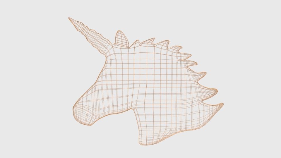Low Poly Unicorn Wooden Head Silhouette Decorative Object Low-poly 3D model_7