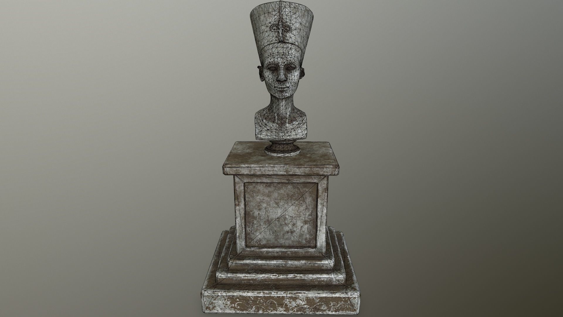 Nefertiti egyptian bust Low-poly 3D model_12