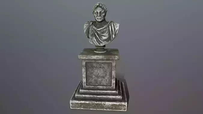 Pompee roman bust Low-poly 3D model