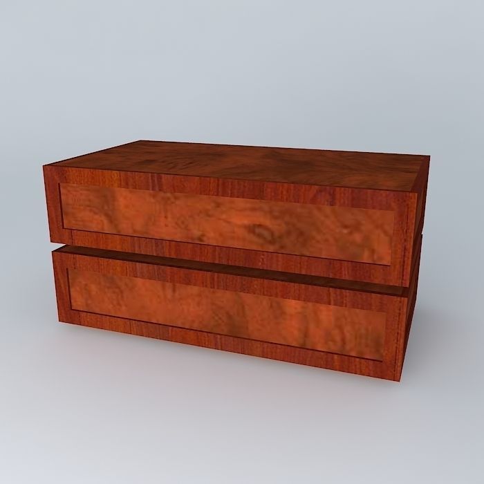 coffetable wooden box with two drawers Free 3D model_1