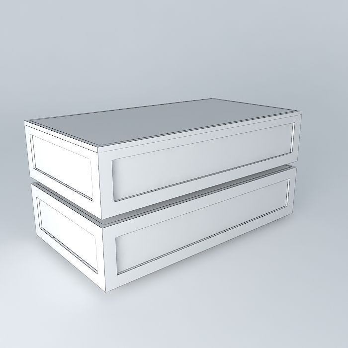 coffetable wooden box with two drawers Free 3D model_3