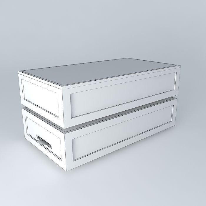 coffetable wooden box with two drawers Free 3D model_4