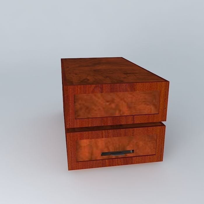 coffetable wooden box with two drawers Free 3D model_2