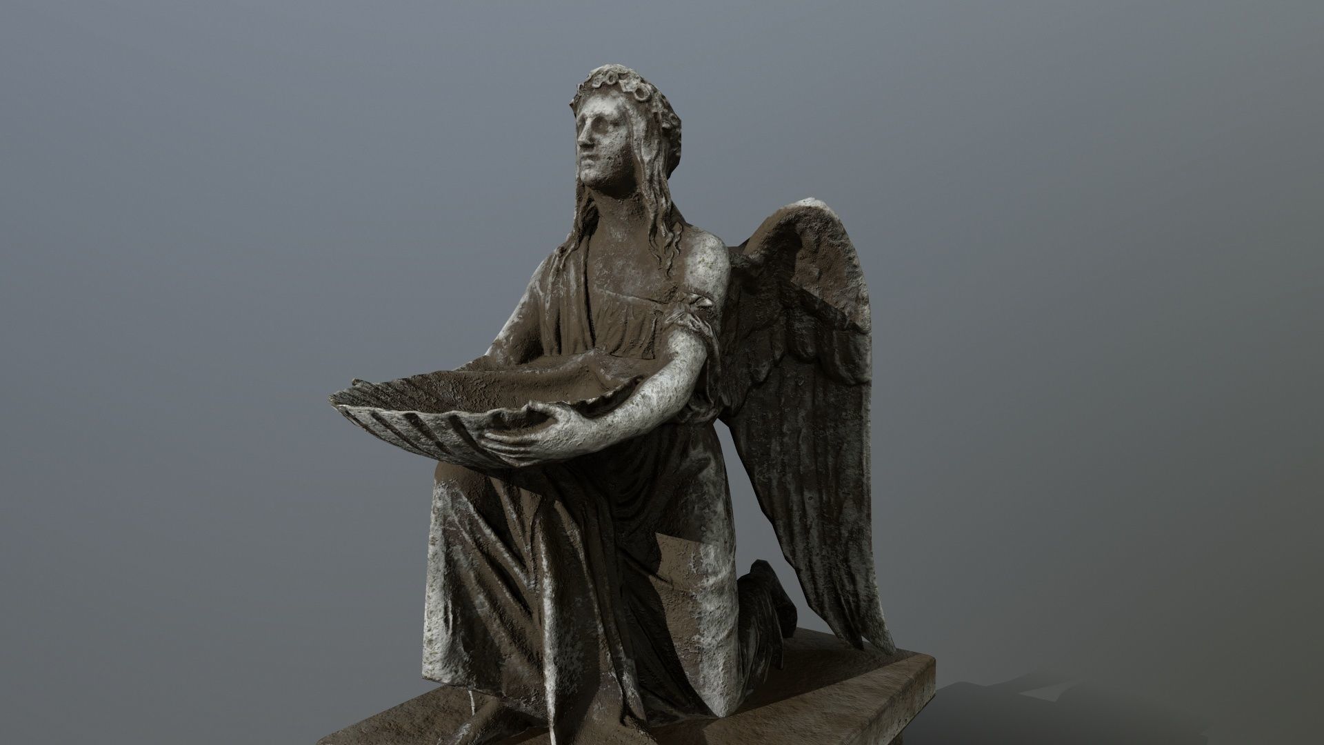 Angel Statue Low-poly 3D model_2