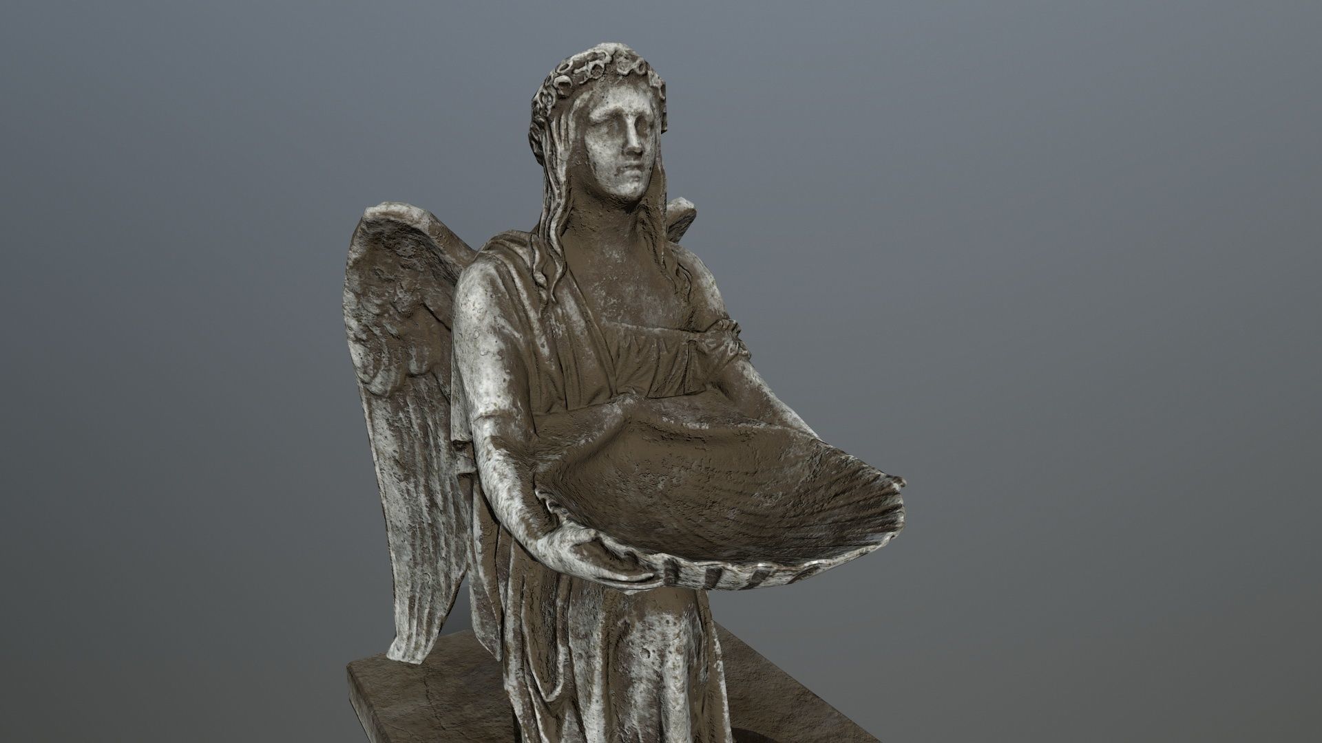 Angel Statue Low-poly 3D model_1