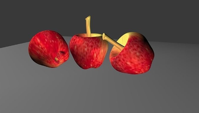 APPLE three apples Low-poly 3D model