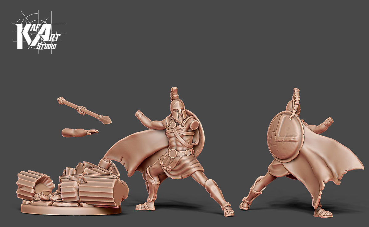 Spartan bundle I - 4 miniatures 35mm scale 3D print model_33