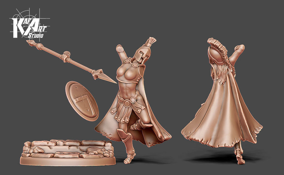 Spartan bundle I - 4 miniatures 35mm scale 3D print model_36