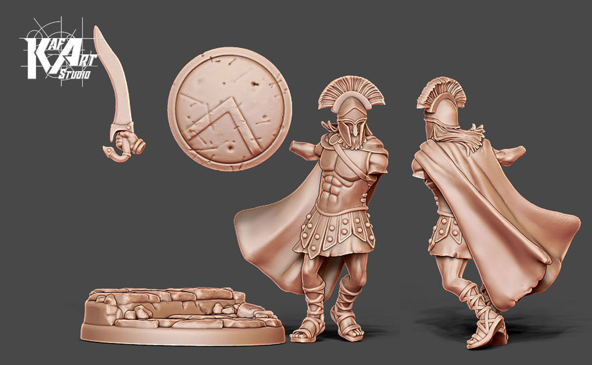 Spartan bundle I - 4 miniatures 35mm scale 3D print model_35