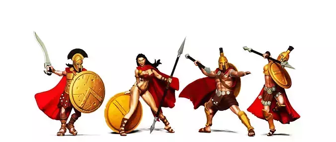 Spartan bundle I - 4 miniatures 35mm scale 3D print model