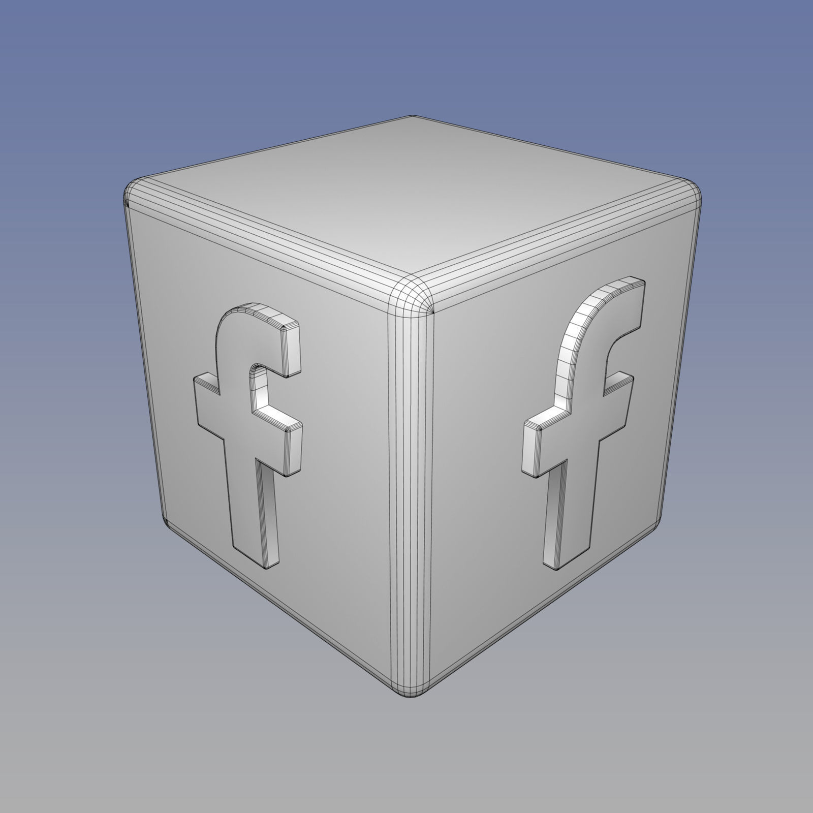 Facebook Logo Low-poly 3D model_6