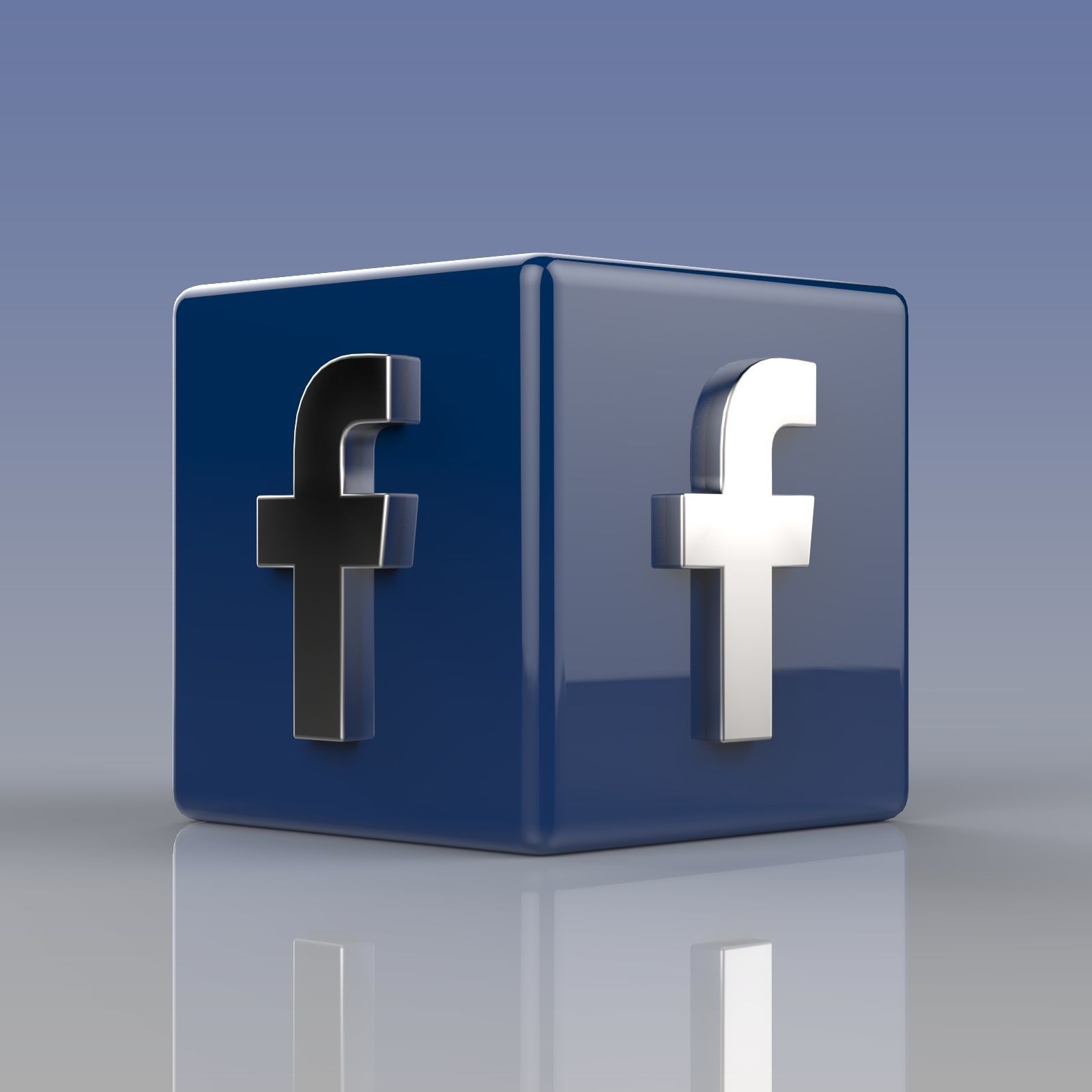 Facebook Logo Low-poly 3D model_1