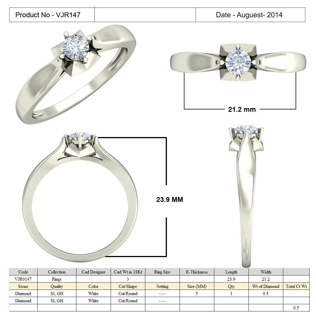 Women solitaire ring 3dm stl render detail 3D print model 3D print model_10