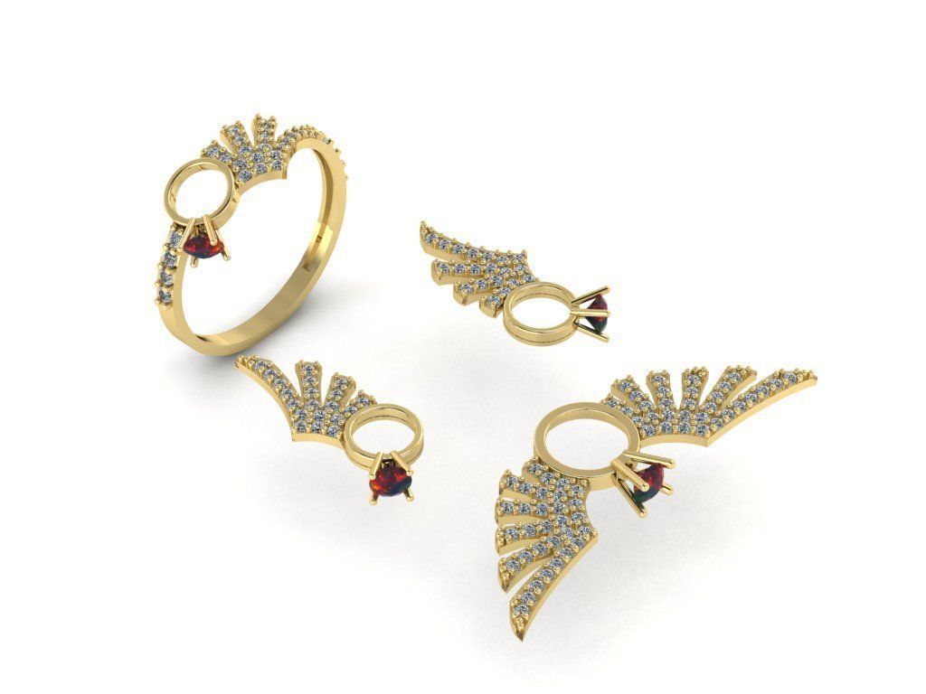 Angel wing gold silver set 3D printing model 3D print model_2