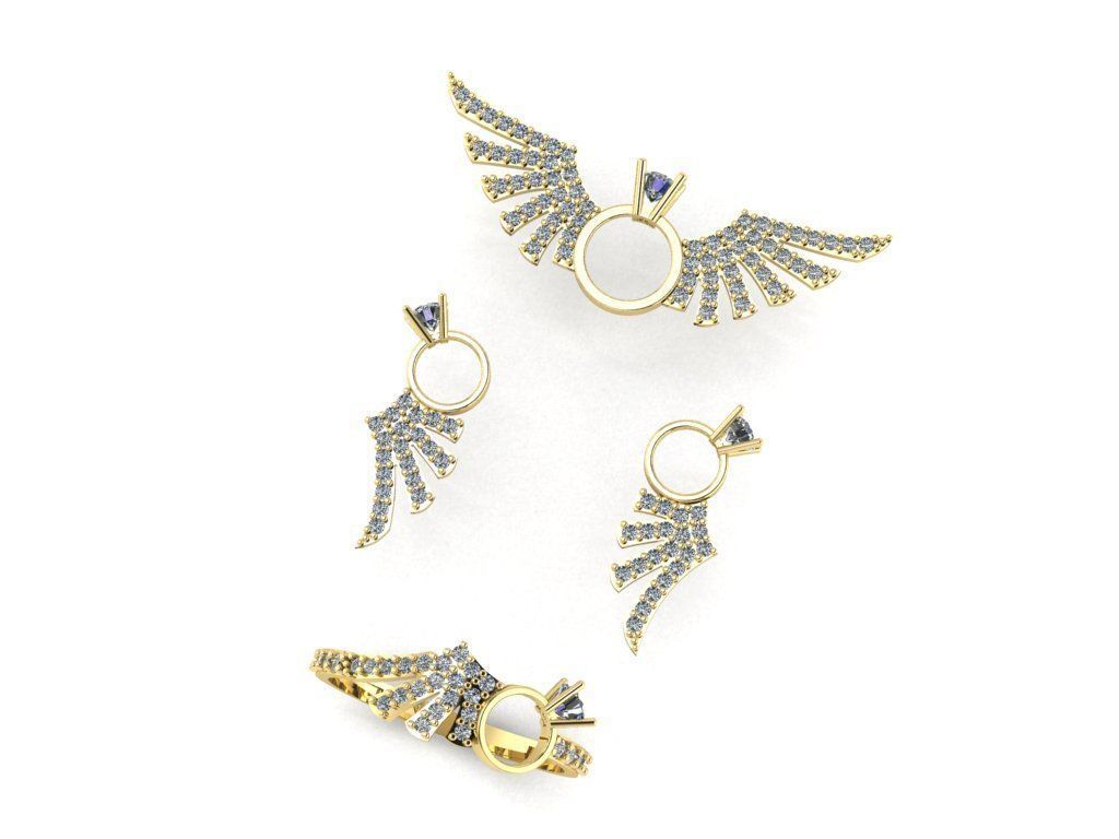 Angel wing gold silver set 3D printing model 3D print model_4