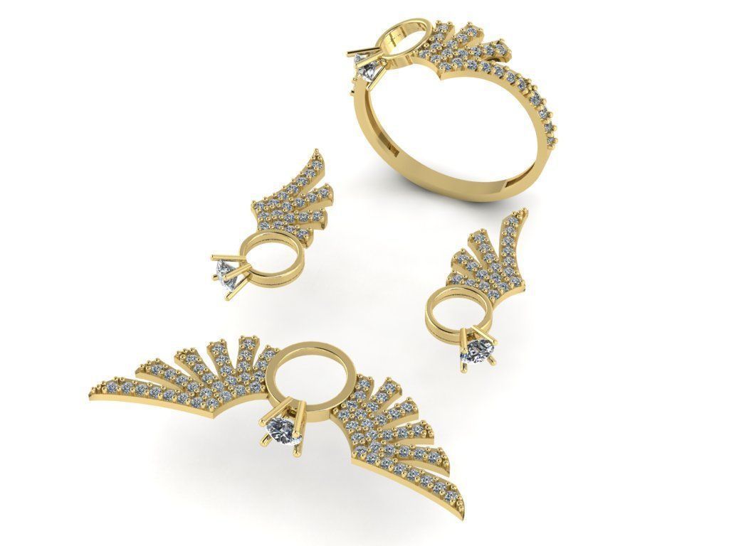 Angel wing gold silver set 3D printing model 3D print model_3