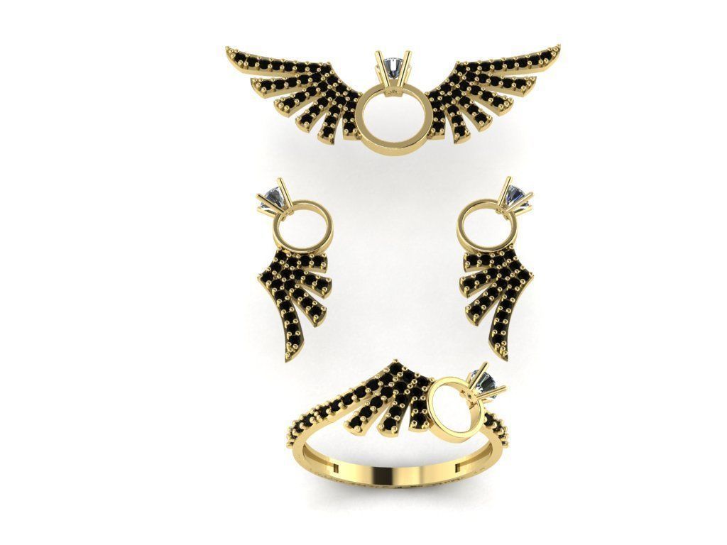 Angel wing gold silver set 3D printing model 3D print model_1