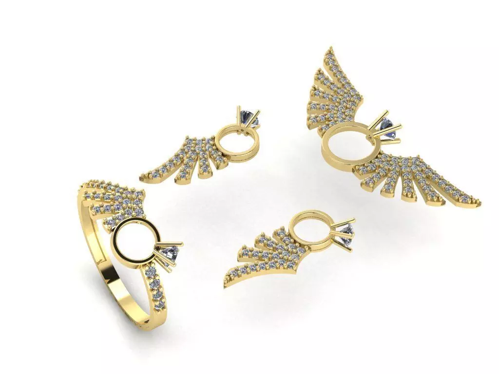 Angel wing gold silver set 3D printing model 3D print model_0