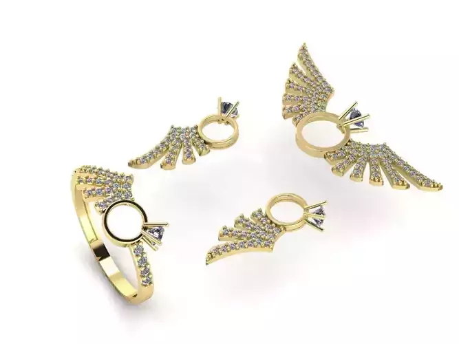 Angel wing gold silver set 3D printing model 3D print model