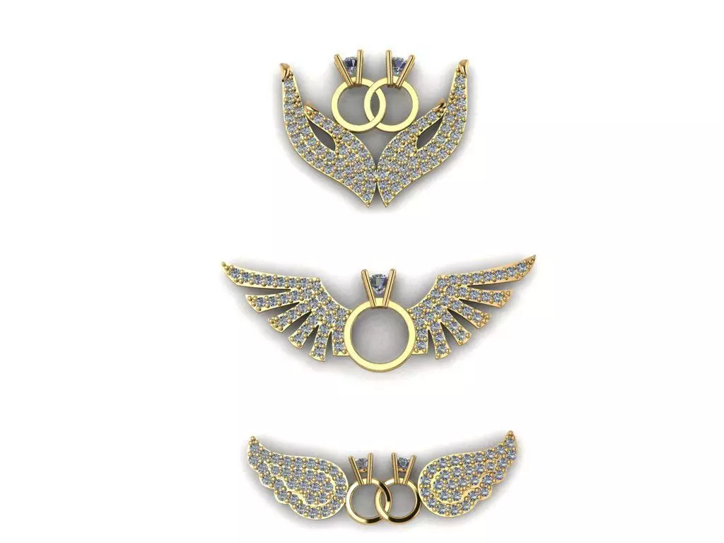 Angel wing collection Gold Silver 3D printing model 3D print model_0