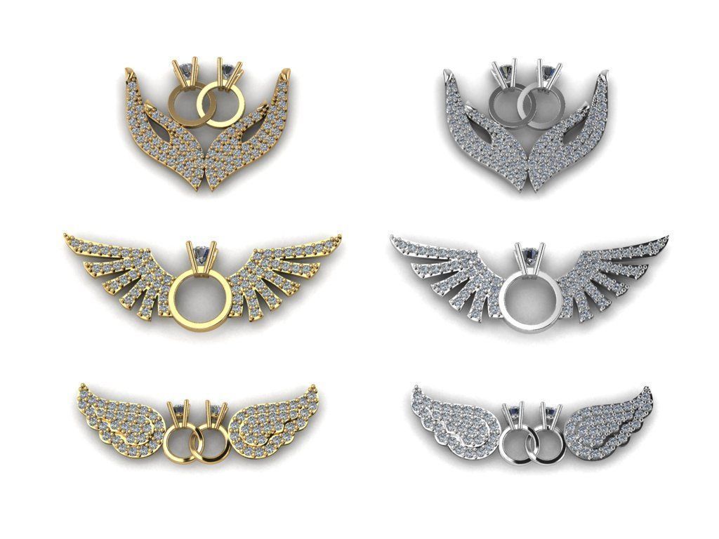 Angel wing collection Gold Silver 3D printing model 3D print model_3